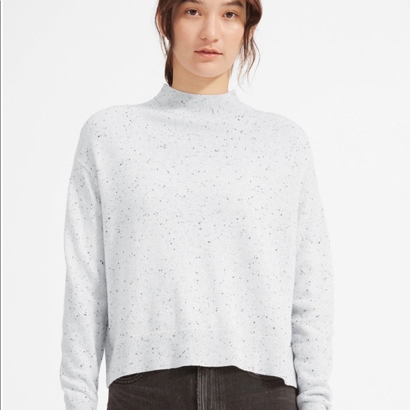 Everlane Sweaters - Everlane Cashmere Mockneck Sweater Grey Donegal